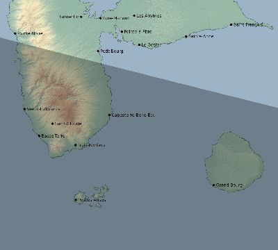 Map of the eclipse path across Guadeloupe on 09/24/2462
