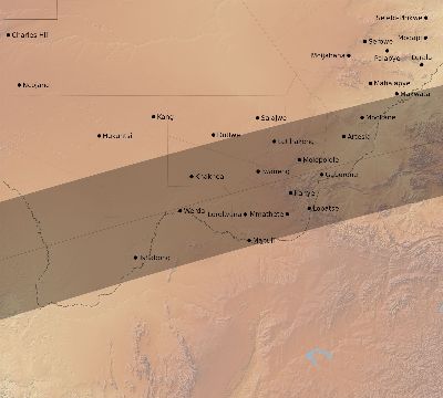 Map of the eclipse path across Botswana on 08/03/2464