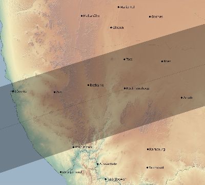 Map of the eclipse path across Namibia on 08/03/2464