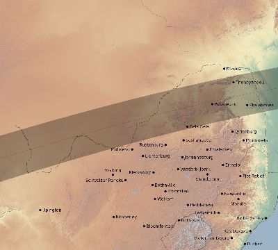 Map of the eclipse path across South Africa on 08/03/2464