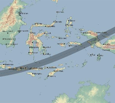 Map of the eclipse path across Indonesia on 01/27/2465