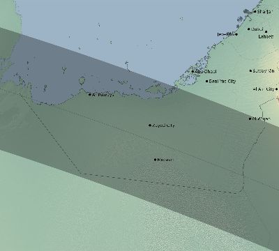 Map of the eclipse path across United Arab Emirates on 07/23/2465