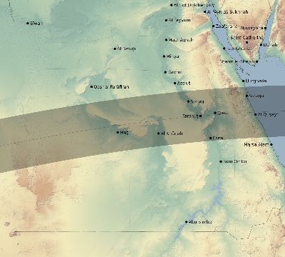 Map of the eclipse path across Egypt on 07/23/2465