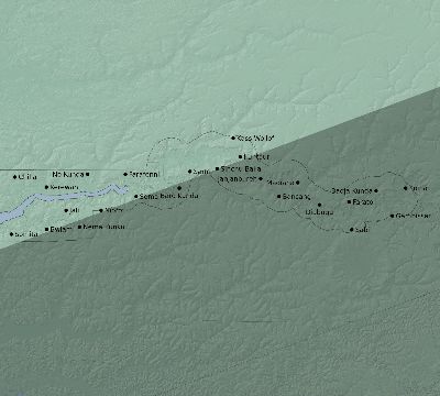 Map of the eclipse path across Gambia on 07/23/2465