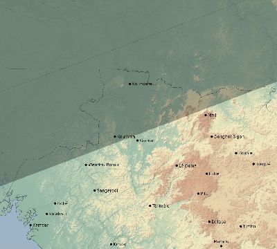 Map of the eclipse path across Guinea on 07/23/2465