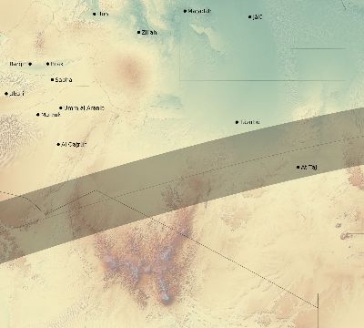 Map of the eclipse path across Libya on 07/23/2465