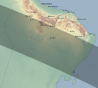 Map of the eclipse path across Oman on 07/23/2465