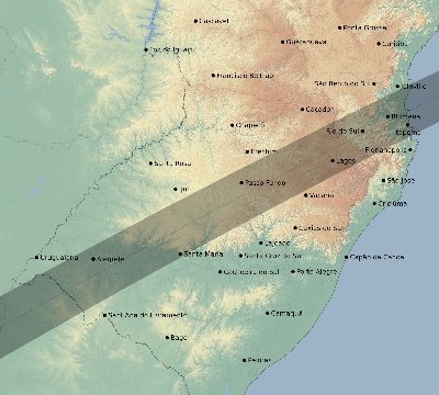 Map of the eclipse path across Brazil on 01/17/2466