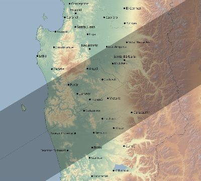 Map of the eclipse path across Chile on 01/17/2466