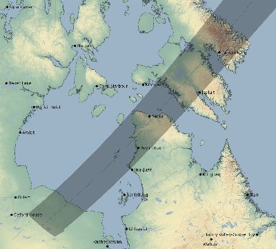 Map of the eclipse path across Canada on 07/12/2466