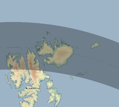 Map of the eclipse path across Svalbard and Jan Mayen on 07/12/2466
