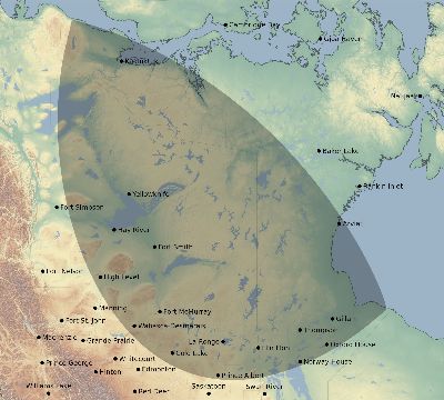 Map of the eclipse path across Canada on 11/27/2467