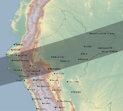 Map of the eclipse path across Peru on 11/15/2468
