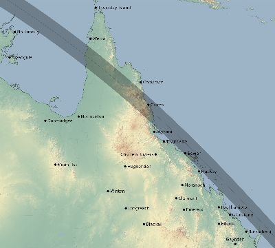Map of the eclipse path across Australia on 11/04/2469