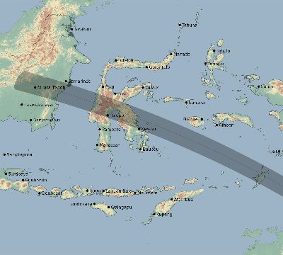 Map of the eclipse path across Indonesia on 11/04/2469