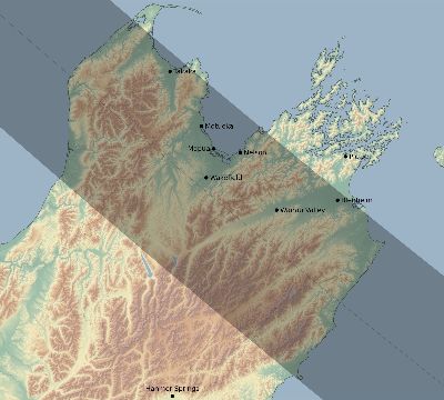 Map of the eclipse path across New Zealand on 11/04/2469
