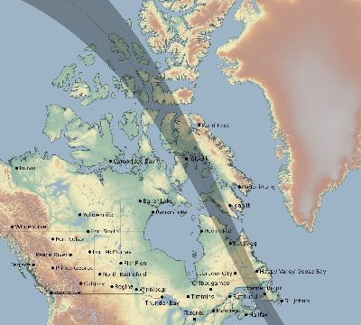 Map of the eclipse path across Canada on 09/15/2471