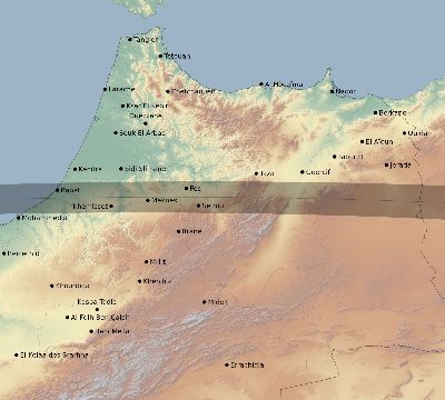 Map of the eclipse path across Morocco on 09/03/2472