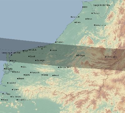Map of the eclipse path across Malaysia on 02/27/2473