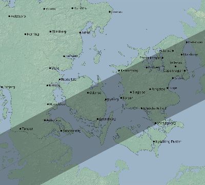 Map of the eclipse path across Denmark on 07/03/2475