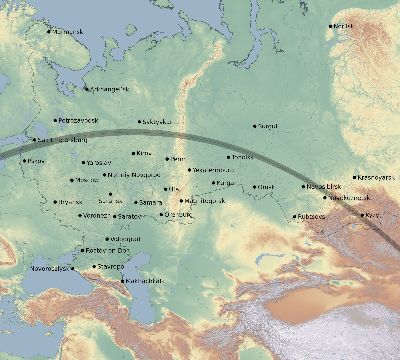 Map of the eclipse path across Russia on 07/03/2475