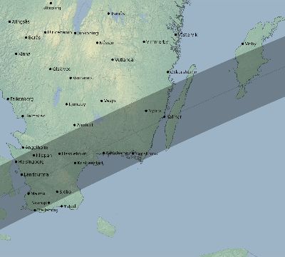 Map of the eclipse path across Sweden on 07/03/2475