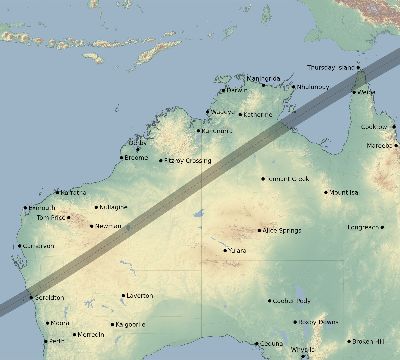 Map of the eclipse path across Australia on 12/28/2475