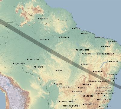 Map of the eclipse path across Brazil on 06/22/2476