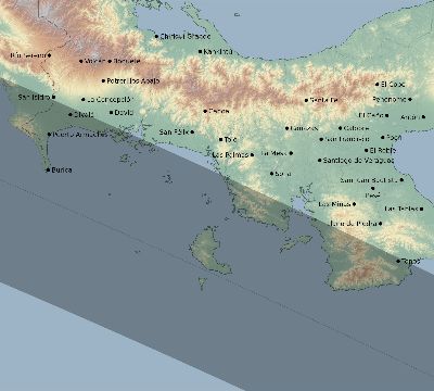 Map of the eclipse path across Panama on 06/22/2476