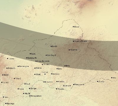 Map of the eclipse path across Central African Republic on 12/16/2476