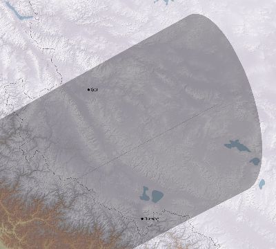 Map of the eclipse path across China on 12/16/2476
