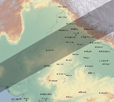 Map of the eclipse path across India on 12/16/2476