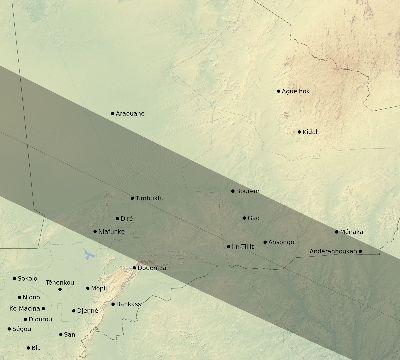 Map of the eclipse path across Mali on 12/16/2476