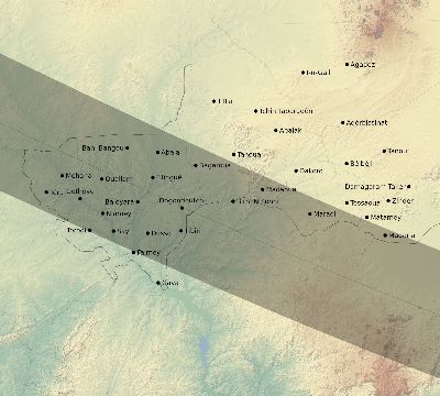 Map of the eclipse path across Niger on 12/16/2476