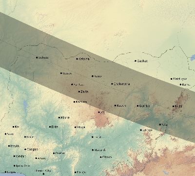 Map of the eclipse path across Nigeria on 12/16/2476