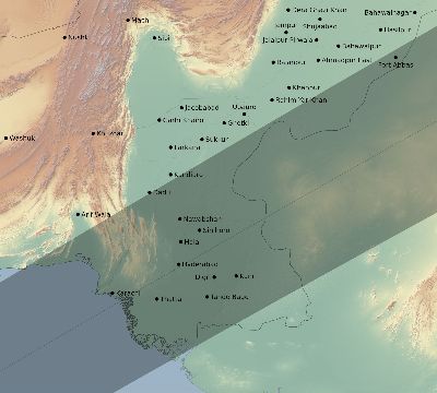 Map of the eclipse path across Pakistan on 12/16/2476