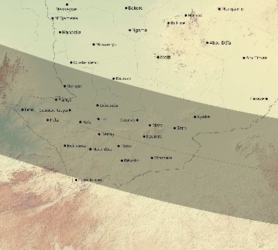 Map of the eclipse path across Chad on 12/16/2476