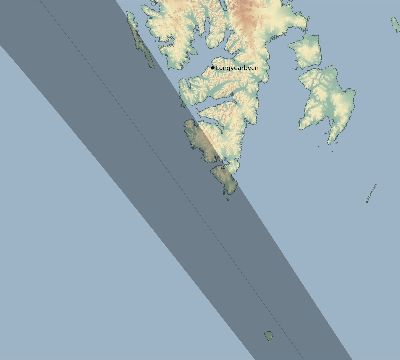 Map of the eclipse path across Svalbard and Jan Mayen on 05/03/2478