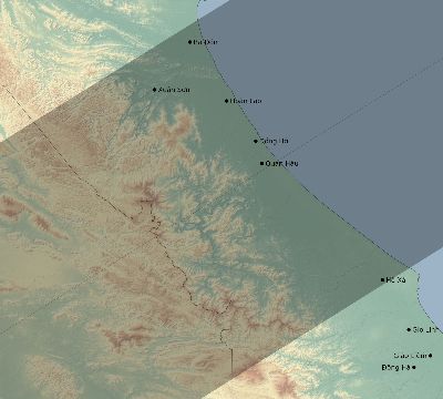 Map of the eclipse path across Vietnam on 04/22/2479