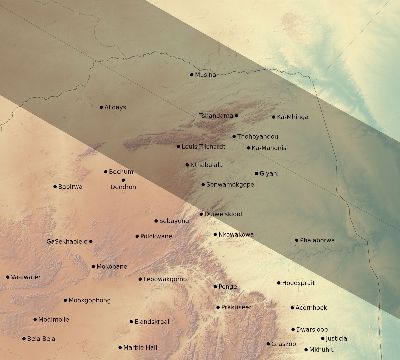 Map of the eclipse path across South Africa on 10/15/2479