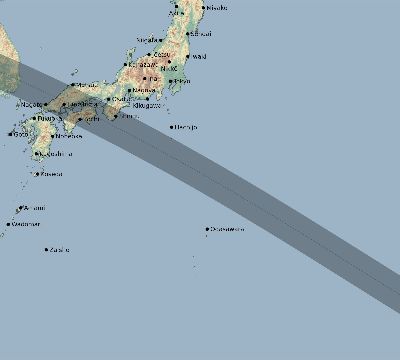 Map of the eclipse path across Japan on 10/04/2480