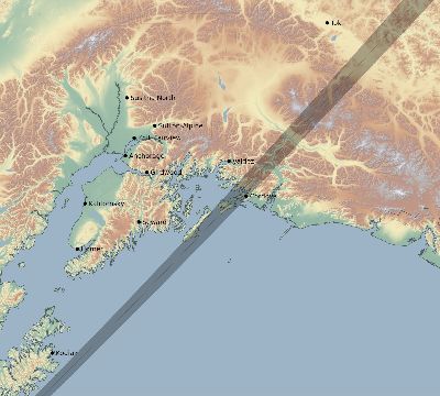 Map of the eclipse path across United States on 02/18/2482