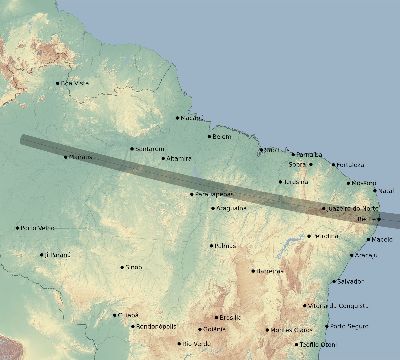 Map of the eclipse path across Brazil on 02/07/2483