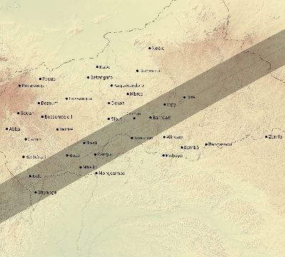 Map of the eclipse path across Central African Republic on 02/07/2483