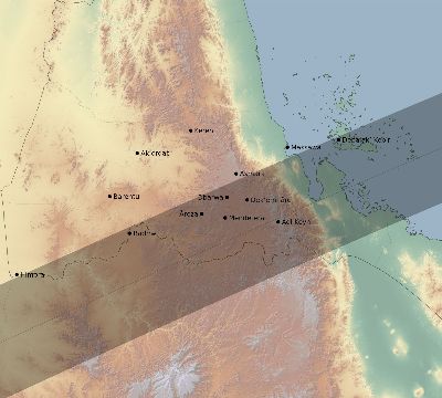 Map of the eclipse path across Eritrea on 02/07/2483