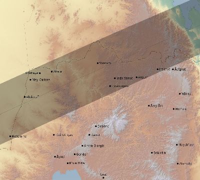 Map of the eclipse path across Ethiopia on 02/07/2483