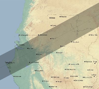 Map of the eclipse path across Gabon on 02/07/2483