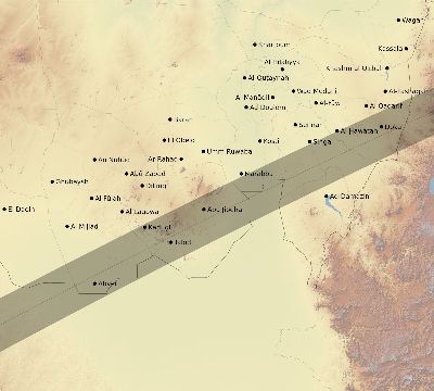 Map of the eclipse path across Sudan on 02/07/2483