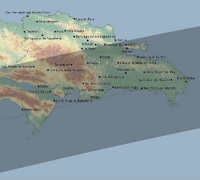 Map of the eclipse path across Dominican Republic on 08/03/2483