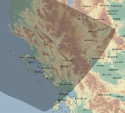 Map of the eclipse path across Greece on 07/23/2484